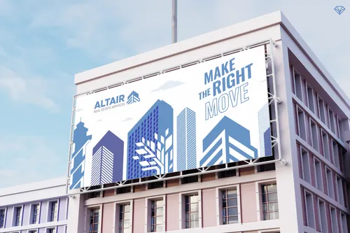Altair Real Estate billboard on a building