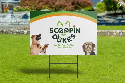 A simple yard sign for a pet waste service